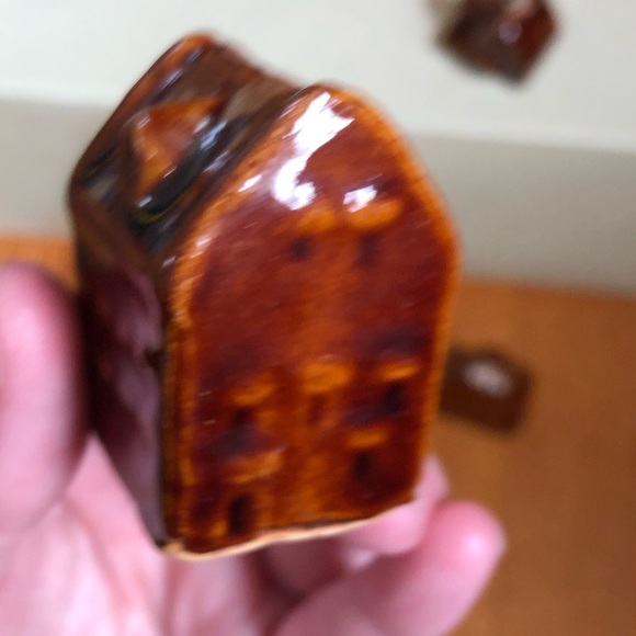 Vintage Bundle of (12) Ceramic Brown Drip Glazed Miniature Buildings - Picture 12 of 15